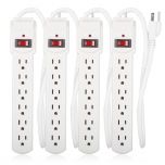6 Outlet Power Strip - 300 Joules Surge Protection (4 Pack)