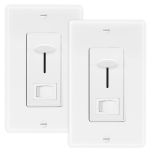 3-Way / Single Pole Dimmer Light Switch 600 Watt, LED Compatible, Wall Plate Included (2 Pack)