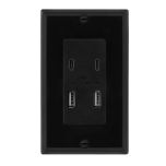 4 Port 4.8A USB Type-C / A Wall Outlet, Vertical Charging Ports, Wall Plate Included