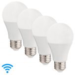 Smart WiFi LED A19 Multicolor Light Bulb, Google Home/Alexa, 800 Lumens, Dimmable, CCT 2000K-5000K (4 Pack)