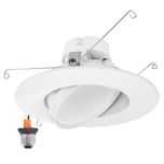 5 in. and 6 in. Adjustable Recessed LED Gimbal Downlight, Plastic Trim, 1100 Lumens, 5 CCT Color Selectable 2700K-5000K