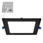 6 in. Slim Square Recessed LED Downlight, Black Trim, Canless IC Rated, 1000 Lumens, 5 CCT Color Selectable 2700K-5000K