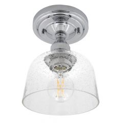 6 in. LED Semi-Flush Mount Seeded Glass Ceiling Light Fixture w/ A19 Edison Bulb, 2700K Warm White, 800 Lumens, Dimmable