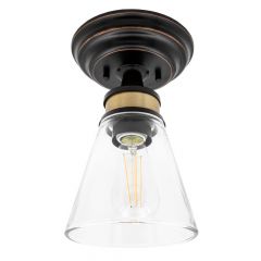 9 in. LED Semi-Flush Mount Glass Ceiling Light Fixture w/ ST19 Edison Bulb, 2700K Warm White, 800 Lumens