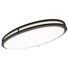 32 in. Oval LED Ceiling Mount Fixture, Dual Ring Black, Dimmable, 3 CCT 3000K-5000K, 5500 Lumens