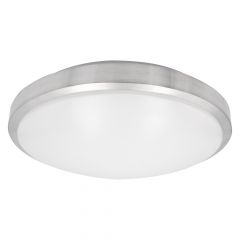 14 in. LED Round Flush Mount Ceiling Light, Brushed Aluminum Trim, Dimmable, 3000K Warm White, 1600 Lumens