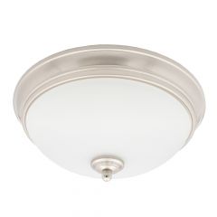 11 in. LED Flush Mount Ceiling Light Fixture w/ Frosted Glass Shade, Dimmable, 2700K, 1055 Lumens, Satin Nickel