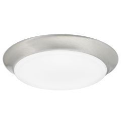 7 in. Satin Nickel Flush Mount LED Disk Light, Ceiling Fixture, 3000K Warm White, 900 Lumens, Dimmable