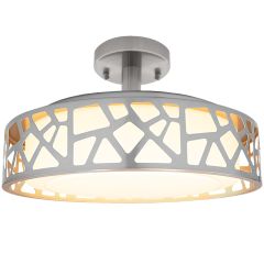 14 in. Decorative LED Semi-Flush Mount Ceiling Light Fixture, Dimmable, 3000K Warm White, 1400 Lumens, Satin Nickel
