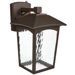 LED Porch Lantern Outdoor Wall Light, Bronze w/ Water Glass, Dusk to Dawn Sensor, 800 Lumens, 3000K Warm White
