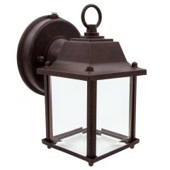 LED Porch Lantern Outdoor Wall Light, Aged Bronze w/ Clear Glass, Dusk to Dawn Sensor, 650 Lumens, 3000K Warm White
