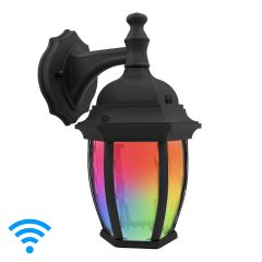 Smart WiFi LED Outdoor Wall Light, Black w/ Water Glass, 850 Lumens, CCT 2700K - 6500K, Google Home/Alexa