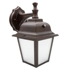 LED Porch Lantern Outdoor Wall Light, Aged Bronze w/ Frosted Glass, Dusk to Dawn Sensor, 750 Lumens, 3000K Warm White