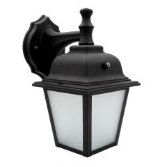 LED Porch Lantern Outdoor Wall Light, Black w/ Frosted Glass, Dusk to Dawn Sensor, 750 Lumens, 3000K Warm White