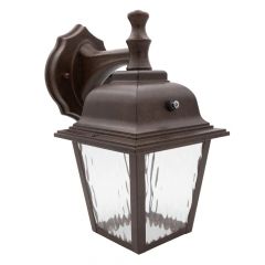 LED Porch Lantern Outdoor Wall Light, Aged Bronze w/ Clear Water Glass, Dusk to Dawn Sensor, 875 Lumens, 3000K Warm White