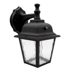 LED Porch Lantern Outdoor Wall Light, Black w/ Clear Water Glass, Dusk to Dawn Sensor, 875 Lumens, 3000K Warm White