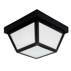 LED Outdoor Porch Ceiling Light, Black w/ Frosted White Lens, 1000 Lumens, 3000K Warm White
