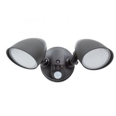 2 Head Outdoor LED Security Light, 1700 Lumens, 5000K Daylight, Motion Sensor, Dusk to Dawn Sensor, Brown