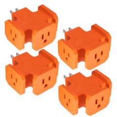 Heavy Duty 3 Outlet Grounded Wall Plug Adapter, 3-Sided (4 Pack)
