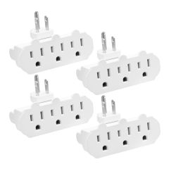 3-Outlet Swivel Grounded 180 Degree Wall Plug Adapter, ETL Listed (4-Pack)