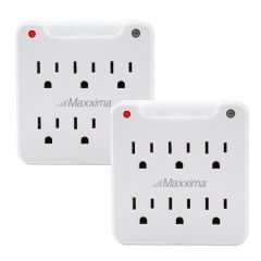 6 Outlet Grounded Plug Adapter, Built-in Night Light, Dusk to Dawn Sensor, 750 Joules Surge Protection (2 Pack)