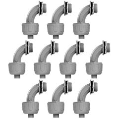 3/8 in. NPT Liquid Tight Connectors, 90 Degree Non Metallic Electrical Conduit Fittings (10 Pack)