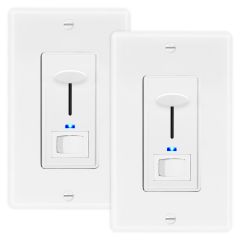 3-Way / Single Pole Dimmer Switch 600W Indicator Light LED Compatible Wall Plate Inc (2 Pack)