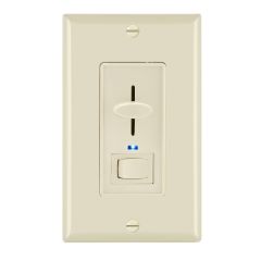 3-Way / Single Pole Dimmer Light Switch 600W, Indicator Light, LED Compatible, Wall Plate Included, Ivory