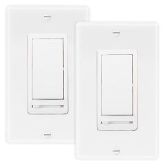 3-Way / Single Pole Decorative LED Slide Dimmer Rocker Switch, Wall Plate Included (2 Pack)