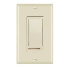 3-Way / Single Pole Decorative LED Dimmer Rocker Switch, 600 Watt, Wall Plate Included, Ivory