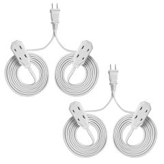 12 ft. 6 Outlet Twin Extension Cord, 2-Prong Power Strip (2 Pack)