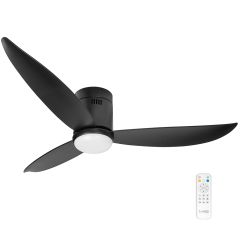 52 in. Black Ceiling Fan with LED Light, 1600 Lumens, 3 Blades, Remote Control, 6 Speed 3 CCT 3000K-5000K, Dimmable