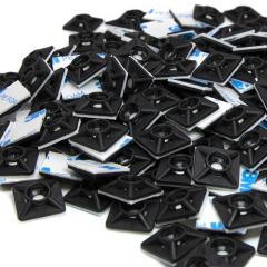 0.75 Inch Zip Tie Mount, Self-Adhesive Mounting Pad Cable Tie Management Anchors, 200 Pack, Black
