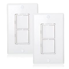 Single Pole Decorative Combination Switch White Wall Plates Included (Pack of 2)