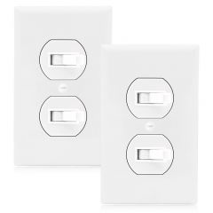 Single Pole Duplex Toggle Combination Light Switch, White, Wall Plates Included (2 Pack)