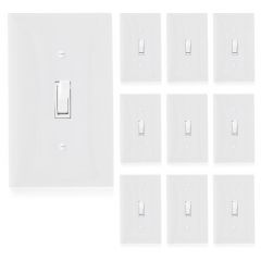 3-Way On/Off Toggle Light Switch, White, Wall Plate Included (10 Pack)