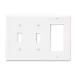 3 Gang Double Toggle / Decorative Wall Plate, White (5 Pack)