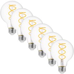 G25 LED Spiral Filament Edison Bulb, Dimmable Vanity Globe Light Bulb, 5 Watt 60 Watt Equal, 600 Lumens, 2700K (6 Pack)