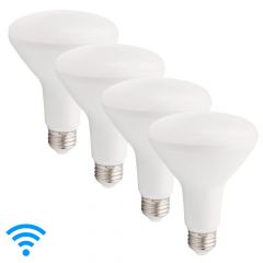 Smart WiFi LED BR30 Multicolor Light Bulb, Google Home/Alexa, 650 Lumens, Dimmable, CCT 2000K-5000K (4 Pack)