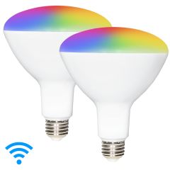 Smart WiFi LED BR40 Multicolor Light Bulb, 1300 Lumens, Dimmable, Google Home/Alexa, CCT 2700K-6500K (2 Pack)