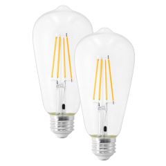 ST19 Dusk to Dawn LED Edison Light Bulb, 60 Watt Equal, 800 Lumens, 2700K Warm White (2 Pack)