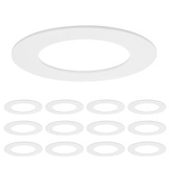 4 in. Goof Rings for Recessed Lights, Can or Canless Downlight Trim Ring, White (12-Pack) 