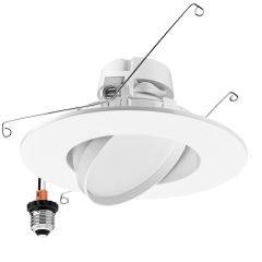 5 in. and 6 in. Adjustable Recessed LED Gimbal Downlight, Metal Trim, 1200 Lumens, 5 CCT Color Selectable 2700K-5000K