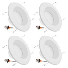 5 in. and 6 in. 4000K Retrofit Recessed LED Downlight, Smooth Baffle Trim, 1050 Lumens, Neutral White (4 Pack)