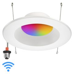 5 in. and 6 in. Smart WiFi LED Retrofit Downlight, 1000 Lumens, Multicolor, Dimmable, CCT 2700-6000K, Google Home/Alexa