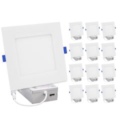 4 in. Slim Square Recessed LED Downlight, Canless IC Rated, 750 Lumens, 5 CCT 2700K-5000K (12 Pack)