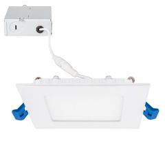 4 in. 2700K Slim Square Recessed LED Downlight, Canless IC Rated, 700 Lumens, Flush, Warm White