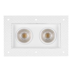 4 in. 2 Head Trimless LED Slim Square Recessed Anti-Glare Gimbal Downlight, White, Canless IC Rated, 2000 Lumens, 5 CCT 2700K-5000K