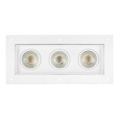4 in. 3 Head Trimless LED Slim Square Recessed Anti-Glare Gimbal Downlight, White, Canless IC Rated, 3000 Lumens, 5 CCT 2700K-5000K
