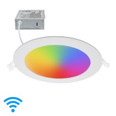6 in. Smart WiFi Slim LED Downlight, 900 Lumens, Multicolor, Dimmable, CCT 2700-6500K, Google Home/Alexa